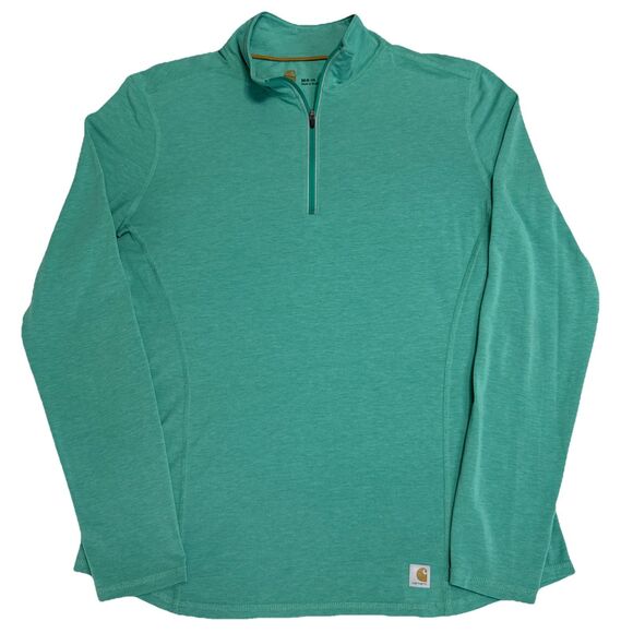 Carhartt Medium Quarter-Zip Force Green Pullover Women’s M 1/4 Zip Mock Neck - Picture 1 of 7